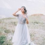 Delicate and airy grey wedding dress by Anna Skoblikova