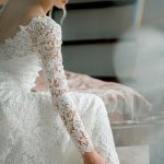 Lace wedding dress with V back by Anna Skoblikova