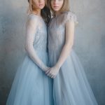 Grey wedding dress with fine lace waist by Anna Skoblikova