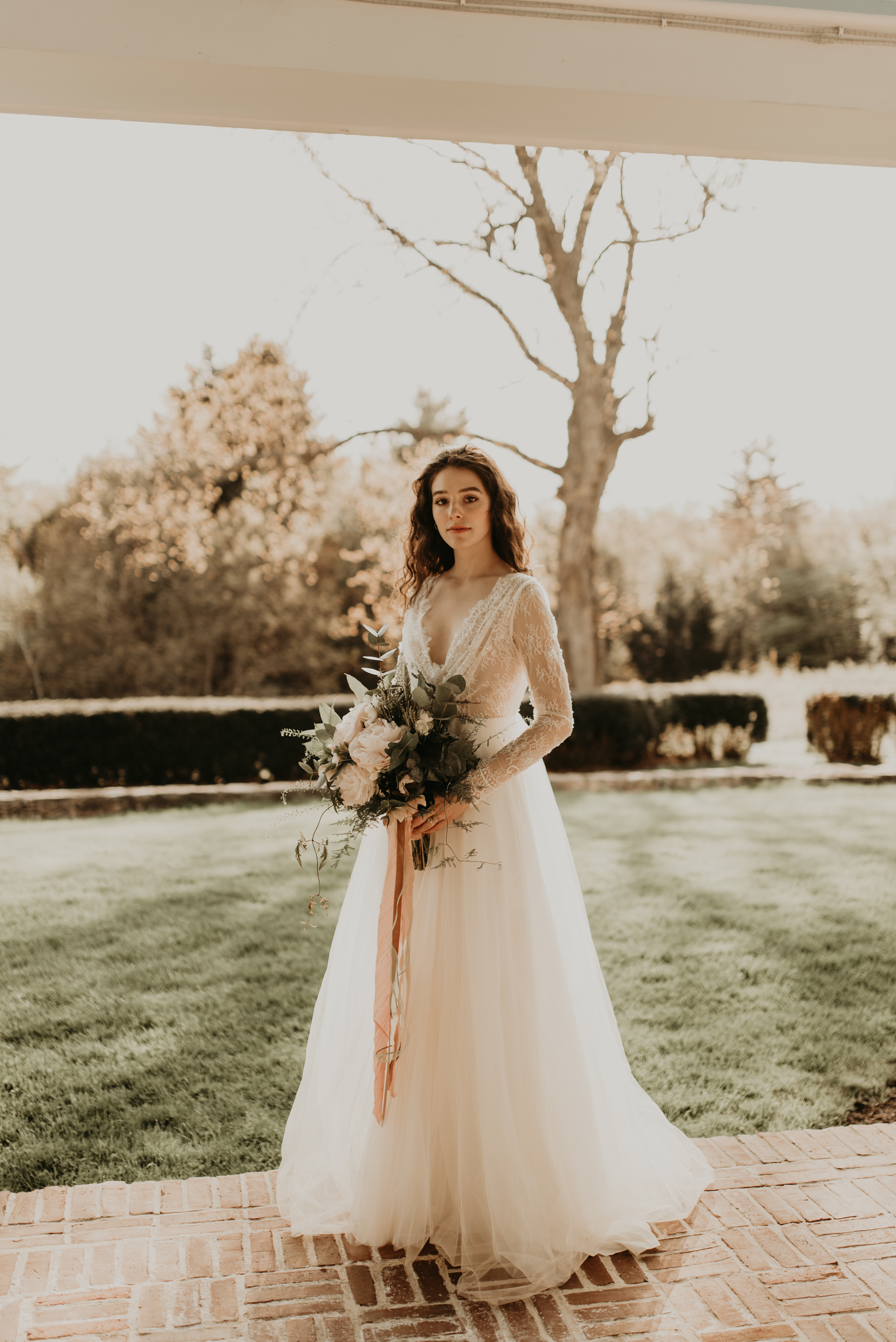 Lace ivory wedding dress by Anna Skoblikova